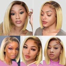 4/613 灰金色鲍勃假发 13x4 蕾丝前假发,适合婴儿头发的女性,高品质廉价巴西真人发 13x4 全前蕾丝假发,带预拔发际线,全发尾 #4/613 棕褐色金色 180% 密度 10 英寸 12 英寸 14 英寸高清透明蕾丝短直鲍勃假发,带 #4 深棕色发根,可在日常生活中扎成发髻/马尾辫,也可自行重新造型, - S4/613 - 查看 9