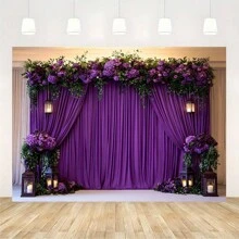 Telón de fondo de gasa morado para bodas, despedidas de soltera, cumpleaños - Tela duradera y versátil, sin necesidad de electricidad, uso multipropósito, celebraciones de temporada - Multicolor - Ver 5