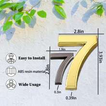 1 件自粘式门牌号邮箱号街道地址号码用于邮箱标志，0 至 9 7/10 厘米（银色/金色/青铜色/黑灰色）最佳礼物