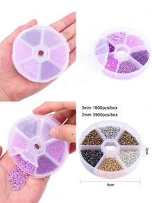 1900/3900pcs 2/3mm Glass Rice Beads 6-Color Combination Set St. Patrick's Day Handmade DIY Bead Material Jewelry Accessories Loose Bead Set Box-Valentine's Day Gift For Girlfriend