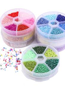 1900/3900pcs 2/3mm Glass Rice Beads 6-Color Combination Set St. Patrick's Day Handmade DIY Bead Material Jewelry Accessories Loose Bead Set Box-Valentine's Day Gift For Girlfriend