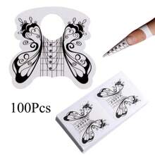 100Pcs Nail Form Extension Sticker Butterfly Shape Nail Art Guide Form Acrylic Tips UV Gel Extension Stickers Guide Stencil Manicure Tools - Multicolor - View 11