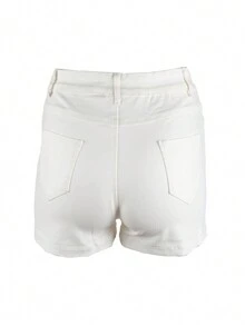 Quần đùi nữ Nút Túi Dây kéo màu trơn - trắng - Xem 2