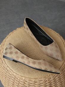 Women's Pointed Toe Flat Shoes, French Design, Elegant Minimalist Sexy Slip-On, Comfortable Dressy Shoes, Versatile Matching Dress, Fashion Slouchy Loafers - Khaki - View 3