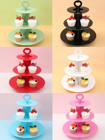 1 peça, 3 camadas, suporte para cupcakes de cor sólida, suporte para alimentos, suporte para sobremesas, decoração de mesa de jantar, decoração de mesa para festa, artigos para festa de aniversário, lembrancinhas, perfeito para casamentos rústicos, chá de panela, aniversários, chá de bebê, cerimônias, feriados, piqueniques