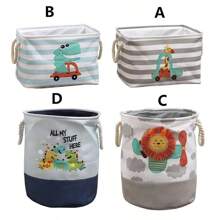 1 pièce Panier de rangement en tissu pour fournitures, Panier de rangement avec motif de dessin animé pour jouets, vêtements, panier à linge pour organisateur de maison