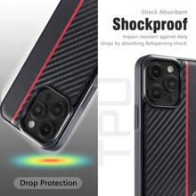 Carbon Fiber PU Patchwork Red Line Protective Case Compatible With Samsung Galaxy S25 S24 S23 S22 S21 S20 Ultra/S25 S24 S23 S22 S21 S20 Plus/S25 S24 S23 S22 S21 S20 FE, Shock-Resistant Waterproof Anti-Fall Scratch Resistant