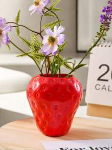 1 Stück Mini süße Erdbeere geformte Vase, handbemalte dekorative Harz Vase für Zuhause, Restaurant Tischdekoration und Hydrokultur Pflanzen, bestes Valentinstag Geschenk Heim Dekoration Raum Dekoration Blumenvase Glasvase