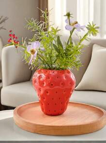 1 Stück Mini süße Erdbeere geformte Vase, handbemalte dekorative Harz Vase für Zuhause, Restaurant Tischdekoration und Hydrokultur Pflanzen, bestes Valentinstag Geschenk Heim Dekoration Raum Dekoration Blumenvase Glasvase