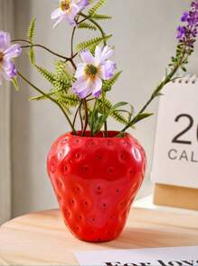 1 Stück Mini süße Erdbeere geformte Vase, handbemalte dekorative Harz Vase für Zuhause, Restaurant Tischdekoration und Hydrokultur Pflanzen, bestes Valentinstag Geschenk Heim Dekoration Raum Dekoration Blumenvase Glasvase