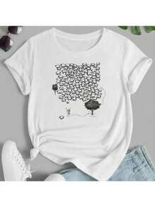 Evangelical Christian T-Shirt 100 Sheep - Jesus Good Shepherd - 100% Cotton - 白色 - 查看 2