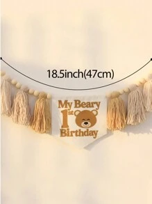 1 Peça Guirlanda Floral com Borla estilo Boho, tema Ursinho de Pelúcia, feita à mão, adequada para decoração de festa de aniversário, decoração de casa, decoração de cadeira