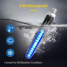 Señales de giro LED para motocicleta, indicadores direccionales, luz de freno y luz de freno intermitente, luz de señal de parada, lámpara DRL para motocicleta - 2 piezas - Ver 9