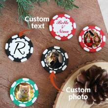 1 pezzo/5 pezzi/10 pezzi Fiches da poker personalizzate in cinque colori, stampate con il tuo testo e foto personalizzati su entrambi i lati, utilizzabili su entrambi i lati, accessori per feste e giochi di carte, set per drink o gettoni bar, addio al celibato, San Valentino, decorazioni per San Valentino, regali per compleanni, lauree, vita lenta estiva