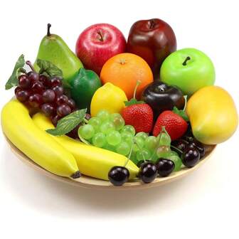 20 piezas. Paquete de Frutas Falsas, Frutas Artificiales para Decoración de Fiestas, Decoración Realista de Centros de Mesa con Frutas Falsas para el Hogar y la Cocina, Frutas Falsas Similares a las Reales como Manzanas y Plátanos, Decoración de Jardín, Plantas Exteriores, Jardinería, Flores Artificiales