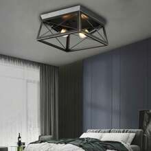 2-Light Ceiling Light Fixture Farmhouse Industrial Flush Mount Matte Black Lamp