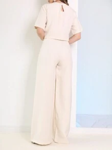 Women's Sets Blouse + Wide Leg Pants - Beige - View 4