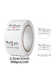 500 miếng/cuộn Nhãn dán hình trái tim cảm ơn ngày lễ để trang trí hộp quà tặng ngày lễ tình nhân - Đen và trắng - Xem 11