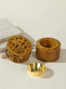 镂空圆形香薰扩散器，家居及办公桌装饰 - 復古木紋 - 查看 4