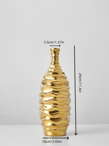 1 pieza Jarrón decorativo de vidrio con diseño de ola chapado en oro de lujo, adecuado para decoración del hogar en salas de estar, dormitorios, balcones, escritorios, etc.