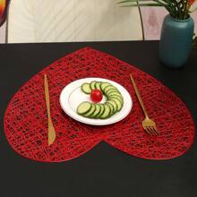 1pc/4pcs/6pcs Heart-Shaped Knotted PVC Waterproof Anti-Oil Placemat For Kitchen, Dining Table, Hotels, Restaurants, Holiday Decor, Heat Insulation For Valentine's Day - Love Line Placemat - View 5