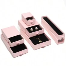 1pc Pink Paper Elegant Jewelry Gift Drawer Type Boxes For Necklaces Earrings & Rings - Perfect For Wedding Favors & Small Business Packaging, Jewelry Making Display & Packaging Supplies, Beading&Jewelry Making - Pink - View 7