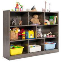 Lifezeal 3-Tier Open Bookcase 8-Cube Bookshelf Storage Display Cabinet French Oak Grey/White/Yellow/Natural - 灰色 - 查看 1
