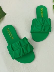 Children's Fashion Outdoor Sandals, Summer Square Toe Flat Shoes, Lace-Up Sandals, New Girls Shoes, Fashionable Beach Slippers - Green - View 6