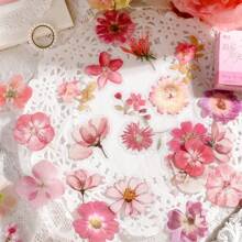 1 盒 45 张复古风格水彩花卉贴纸，适用于剪贴簿装饰、手机壳、美学日记、学生 DIY 用品、学校用品、返校 - 粉色 - 查看 1