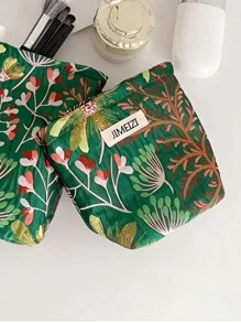 1 túi đựng đồ trang điểm thêu hoa cho nữ, túi đựng mỹ phẩm du lịch có khóa kéo, túi đựng đồ vệ sinh cá nhân kẻ sọc dễ thương, túi đựng đồ trang sức tối giản, tuyệt vời cho túi trang trí du lịch ngoài trời cho bé gái, ví dễ thương có khóa kéo đựng son môi, cọ, sản phẩm chăm sóc da, điện thoại di động, tiền xu, đồ dùng nhỏ, túi đựng mỹ phẩm - xanh quân đội - Xem 13