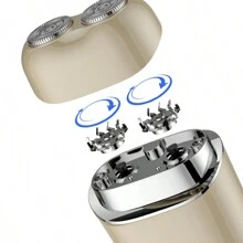 迷你电动剃须刀，带磁性浮动双刀片的感应剃须刀，小巧便携，配有迷你收纳盒，一键操作，USB 充电，IPX6 防水 - 黑色 - 查看 7