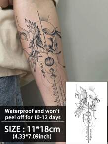 1Pc Geometric Temporary Tattoos European Style Sagittarius Waterproof Sweatproof Last For 1-2 Weeks Realistic Herbal Juice Non-Reflective Faux Black Fake Tattoos For Woman And Men Tattoo Stickers For Arm, Chest, Leg, Abdomen, Waist Modernist Body Art - Black - View 1