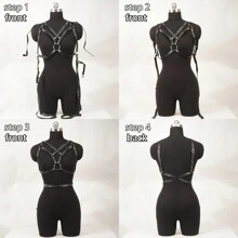 Women Sexy Bondage Harness Belt Bdms Cage Chest Harness Leather Lingerie Body Harness Fetish Clothing Gothic Exotic Accessories