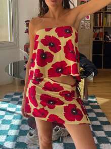 Women Mini Skirts Slim Tie-Dye Low Waist Side Split Tie-Up Bodycon Skirt S/M/L - Pink - View 4