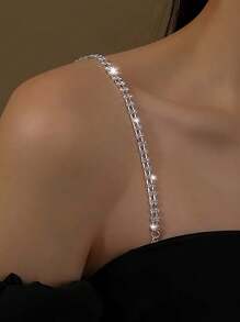 2pcs/Pair Rhinestone Studded Women's Adjustable Shoulder Bra Straps Metal Back Brassiere Strap, For Rave - Multicolor - View 11