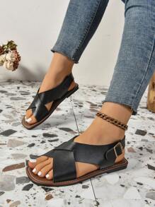 Sandali infradito di taglia grande, da donna, con design monoblocco e cinturini incrociati, adatti per la spiaggia e l'esterno