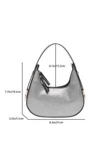 Bolso de mano con cristales para mujer, de moda y versátil, con correa de hombro ajustable para llevar como bandolera, adecuado para uso diario y viajes - Negro - Ver 7