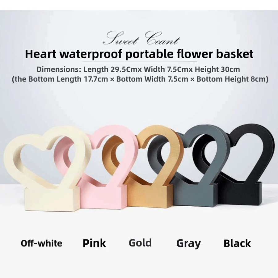 5pcs 12 Inch Waterproof Cardboard Heart Shaped Hollow Gift Boxes With Handles (Ribbon Can Be Added), Suitable For Teachers' Day, Valentine's Day And Other Occasions
