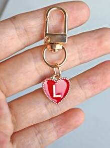 Letter Heart Pendant Keychain, Initial Letters A-Z Bag Pendant,Alloy Fashion Charm Key Ring,With Carabiner,Personalized Initial Key Holder For Backpack,Wallet,Headphone Case,For Friends, Family, And Couples Ideal Gift