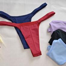 Kit 5 Double G-String Panties Thong Bikini Microfiber Beachwear Lingerie Intimate Fashion - 彩色 - 查看 3