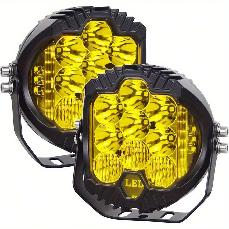 2x 5inch LED Work Light Bar Pods Spot Flood Combo Fog Lamp Offroad Driving Amber - Amber Light - View 1