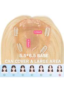 613 Blonde Human Hair Toppers For Women 150% Density Silk Base Clip In 14 * 16cm Hair Topper Real Human Hair For Women With Thinning Hair Cover Grey Hair Root