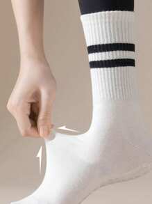 1 par de meias femininas antiderrapantes, meias profissionais antiderrapantes para ioga, pilates, fitness, ginástica, absorventes de umidade, respiráveis, adequadas para uso diário, meias até a panturrilha - Branco - Ver 2