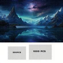 Puzzle de 500/1000 piezas con paisaje fantástico y vista nocturna - Montañas que brillan de manera onírica, un desafío de alta dificultad para entusiastas de los puzzles, una opción de regalo perfecta para cumpleaños, fiestas y decoración del hogar - multicolor - Ver 7