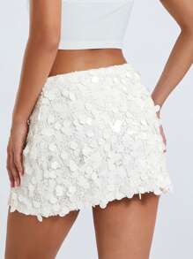 Women's Sparkle Sequin Skirt Glitter Mini Skirt Belly Dance Short Skirt Clubwear Festival Costume - White - View 6