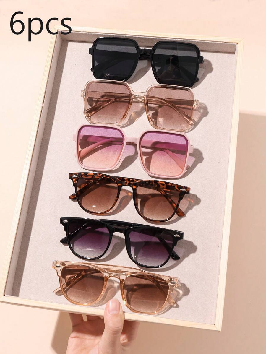 3pcs/6pcs Big Frame Fashionable Fashion Glasses For Teenagers, And Versatile - Multicolor - View 1