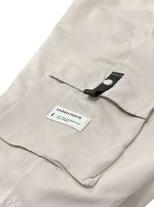 3 件套男士休闲工装 3/4 裤，夏季抽绳腰大口袋字母贴片设计运动长裤 - 彩色 - 查看 6