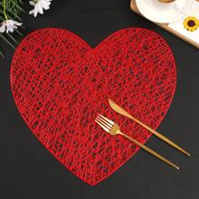 1pc/4pcs/6pcs Heart-Shaped Knotted PVC Waterproof Anti-Oil Placemat For Kitchen, Dining Table, Hotels, Restaurants, Holiday Decor, Heat Insulation For Valentine's Day - Love Line Placemat - View 4