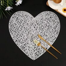 1pc/4pcs/6pcs Heart-Shaped Knotted PVC Waterproof Anti-Oil Placemat For Kitchen, Dining Table, Hotels, Restaurants, Holiday Decor, Heat Insulation For Valentine's Day - Love Line Placemat - View 10