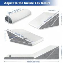 Almohada cuña de espuma viscoelástica ajustable con funda estampada jacquard elegante y moderna | Almohada cuña multiuso para dormir, almohadas cuña